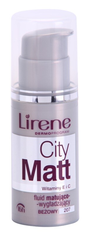 Жидкая матирующая основа с разглаживающим эффектом Lirene City Matt, оттенок 207 Beige 30 мл — фото 2