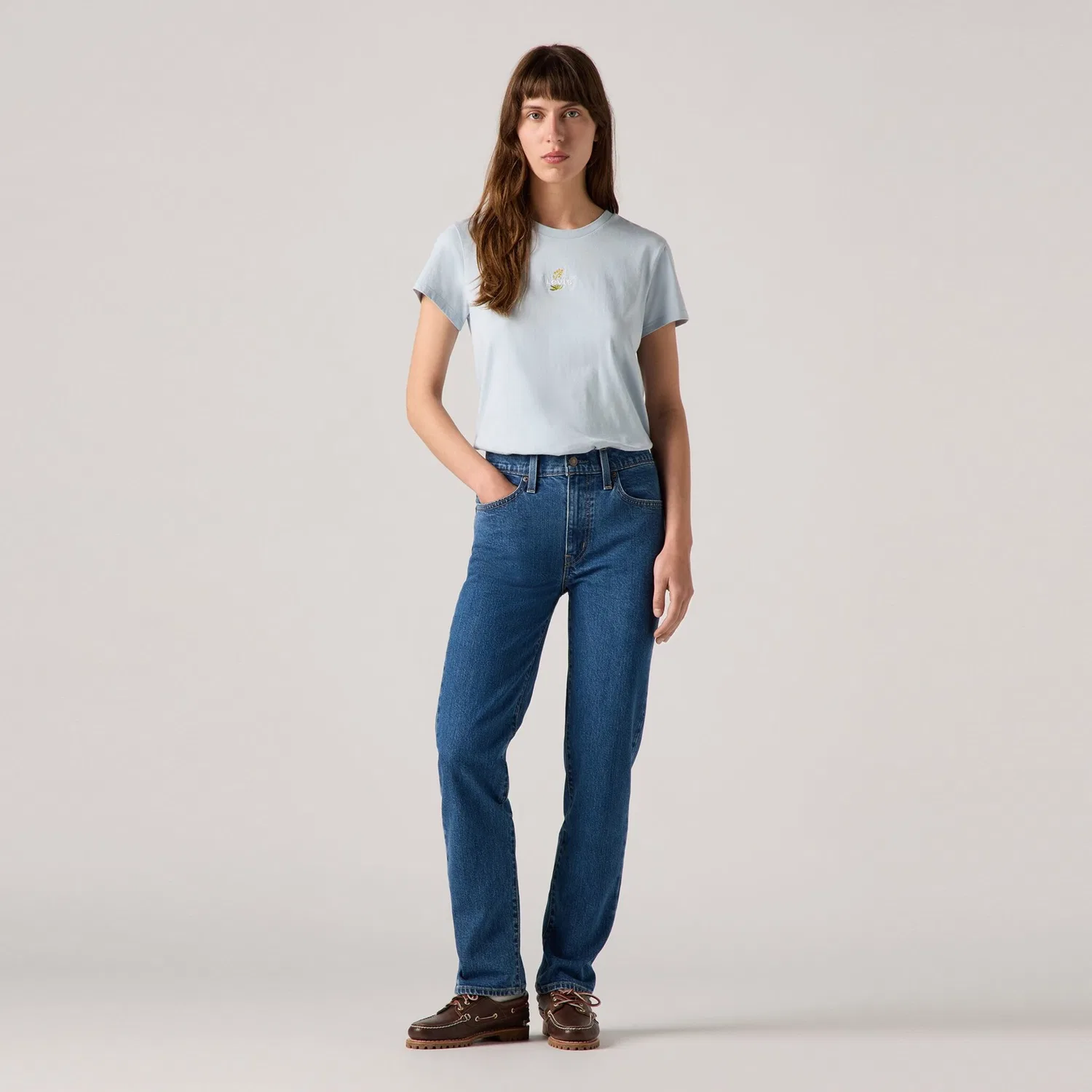 Женские джинсы прямого кроя с высокой посадкой Levi's, Mosey Mid Stone — фото 4