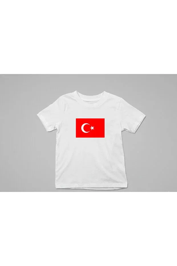 Детская футболка с принтом October 29th Republic Day Themed Oversized T-Shirt - Flag Printed Lorvex, White