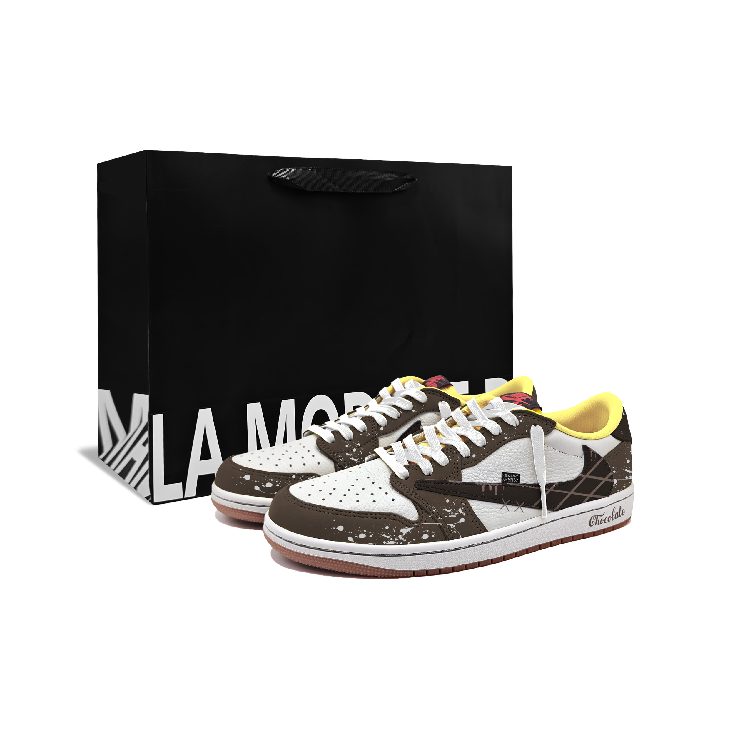 Travis Scott x Air 1 Chocolate Cushioning, износостойкие низкие винтажные баскетбольные кроссовки Unisex Brown Jordan, Olive коричневый