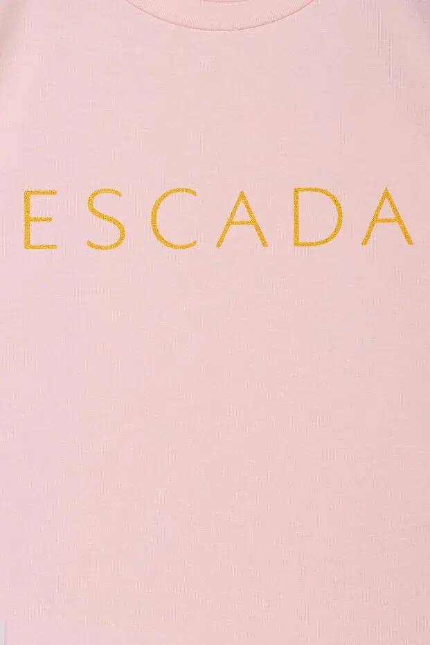 Детская футболка с принтом Basic children's t-shirt with crew neck logo Escada, Powder — фото 2