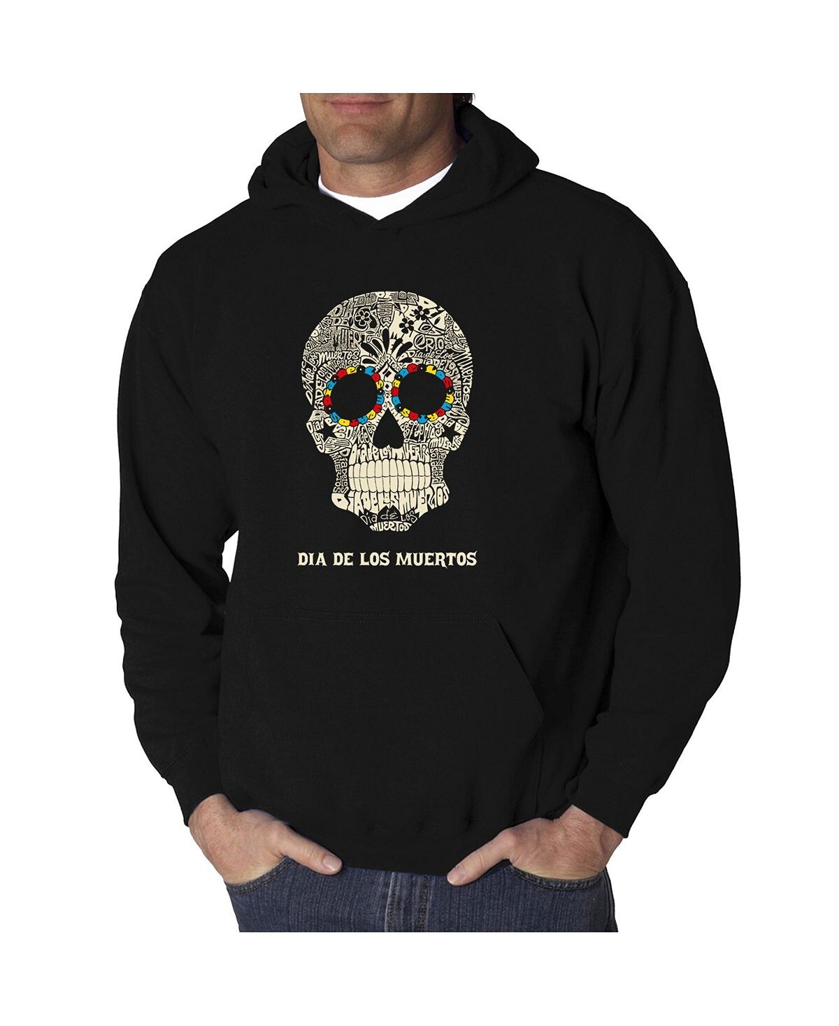 

Мужская толстовка с капюшоном dia de los muertos word art LA Pop Art, черный