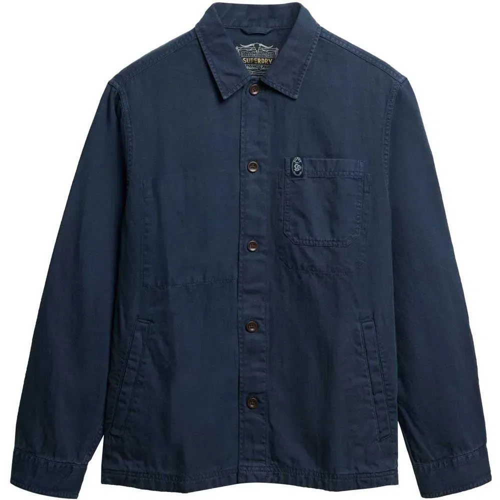 Рубашка-куртка из льняной смеси Merchant Superdry, синий — фото 3