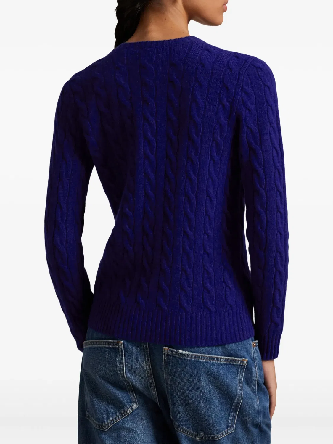 Джемпер из шерши с косичкой Polo Ralph Lauren, темно-синий — фото 3