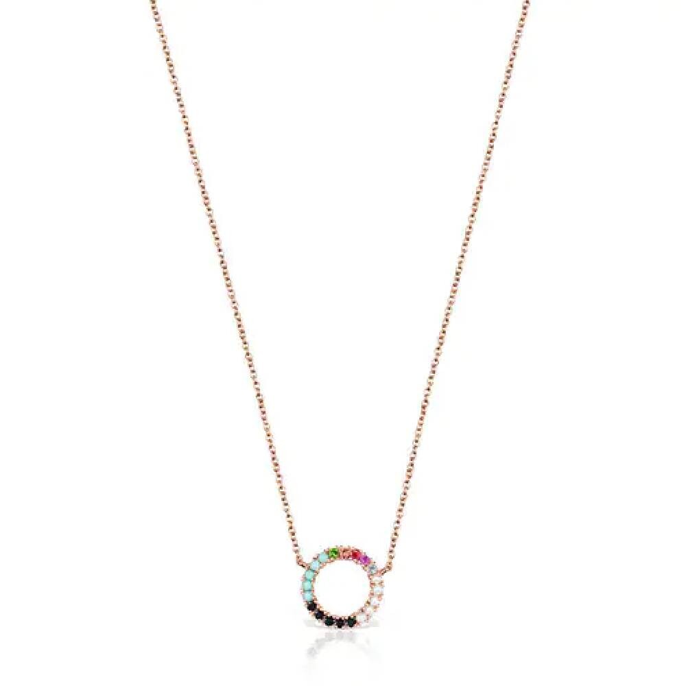 

Колье Tous Straight Dics Vermeil With Gemstones, розовое серебро/драгоценные камни