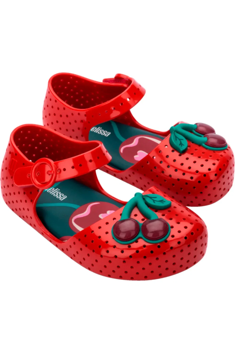 Детские туфли Мэри Джейн водонепроницаемые Furadinha Mini Melissa, красный/зеленый