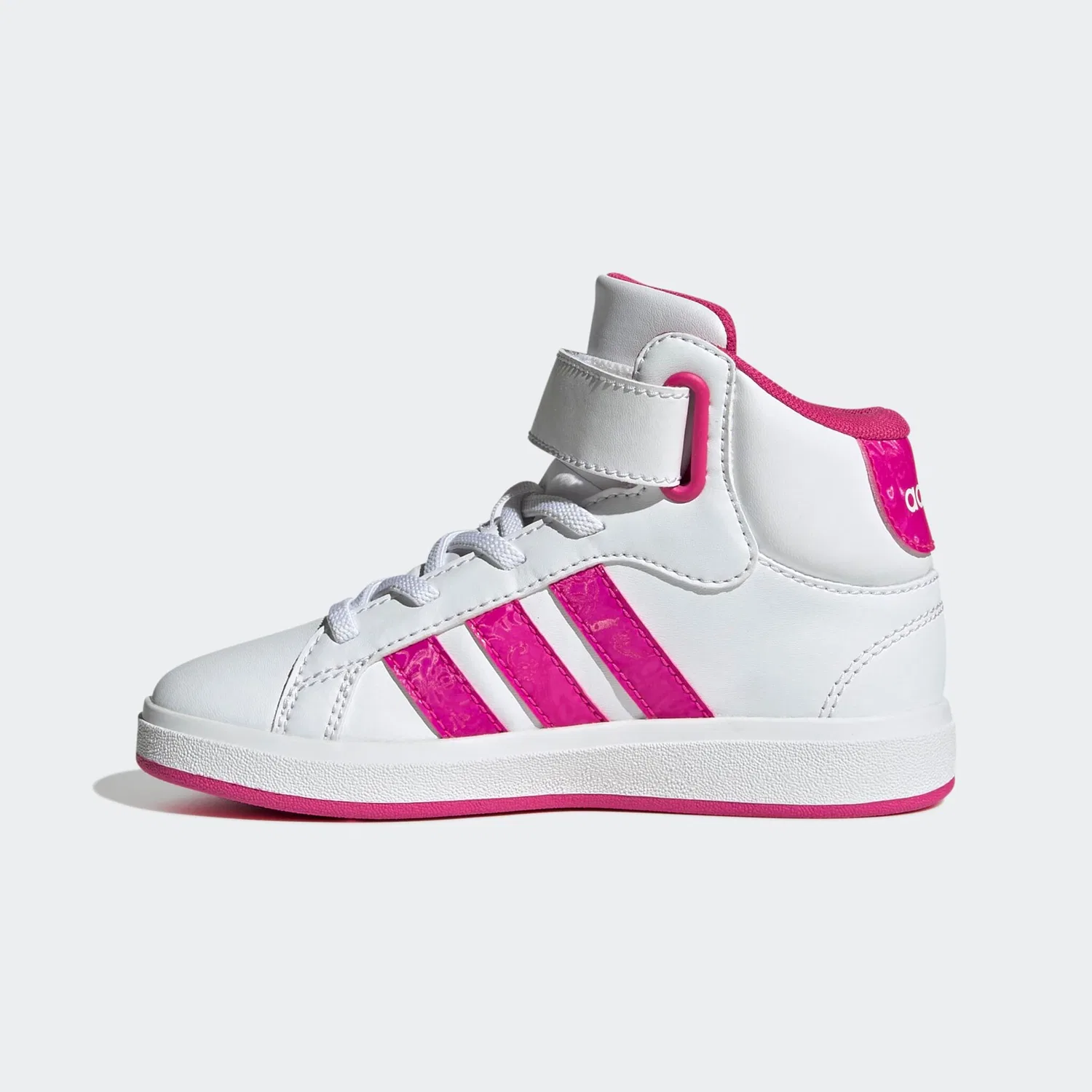 Детские кроссовки теннисные полувысокие Adidas Sportswear, Cloud White/Shock Pink/Grey Two — фото 3