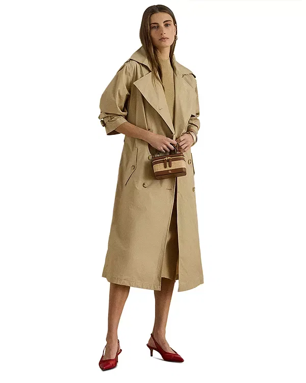 Женское двубортное пальто из хлопка Ralph Lauren, Tan