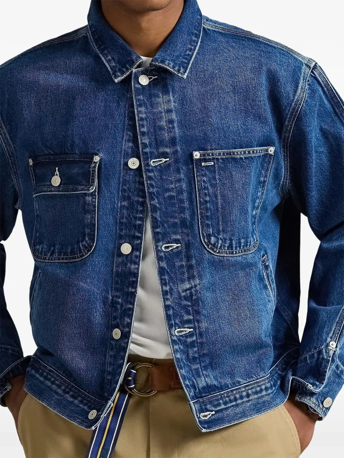 Джинсовая куртка с флаговым принтом Polo Ralph Lauren, синий — фото 3