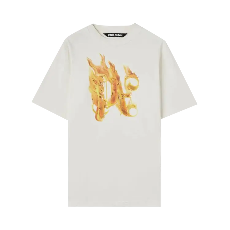 

Футболка Palm Angels Burning Monogram 'Off White/Gold', белый