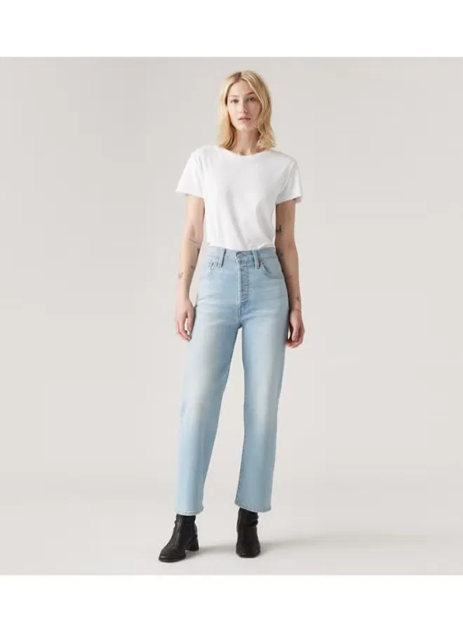 Джинсы с высокой посадкой прямые укороченные Ribcage Levi'S, индиго — фото 4