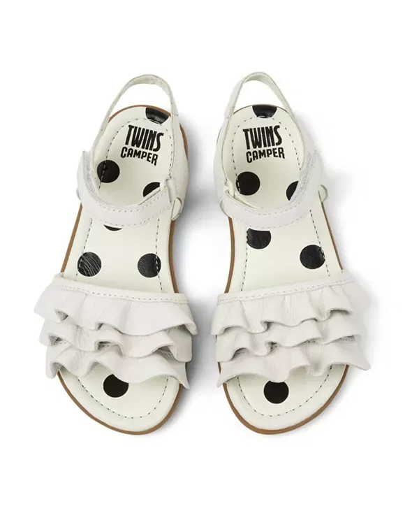 Сандалии детские Camper right mismatched leather sandals, кожаные, White Natural — фото 3