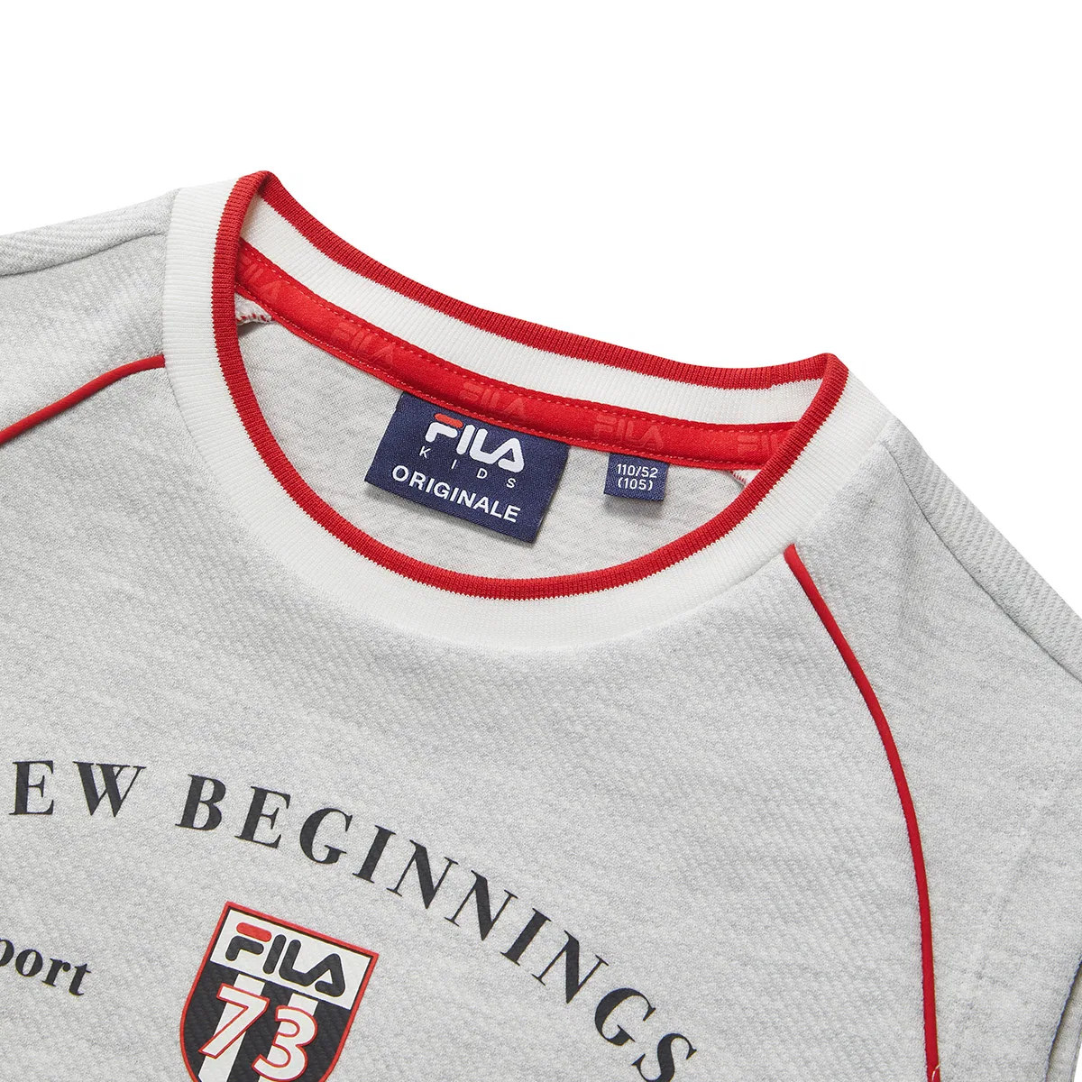 Детская футболка с круглым вырезом Ivory Heather Gray FILA KIDS — фото 4