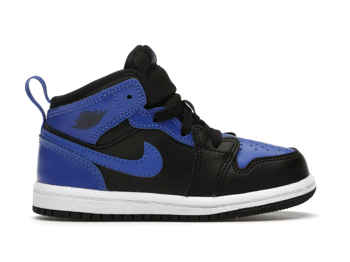 Детские кроссовки с кожаным верхом Jordan 1 Mid Jordan, Black/Hyper Royal/White