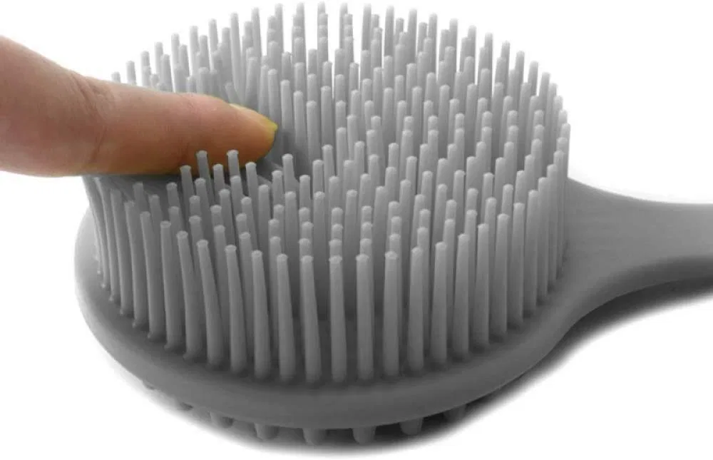 Щетка для тела с длинной ручкой, Silicone, CLQ, Grey — фото 4