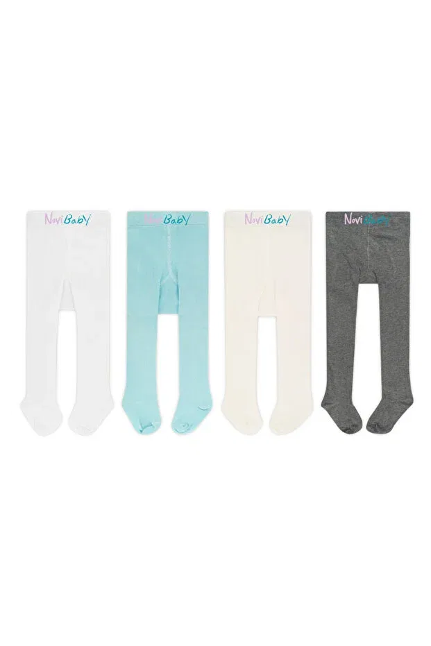 Детские колготки хлопковые 4 шт Novibaby, White-Blue-Beige-Gray
