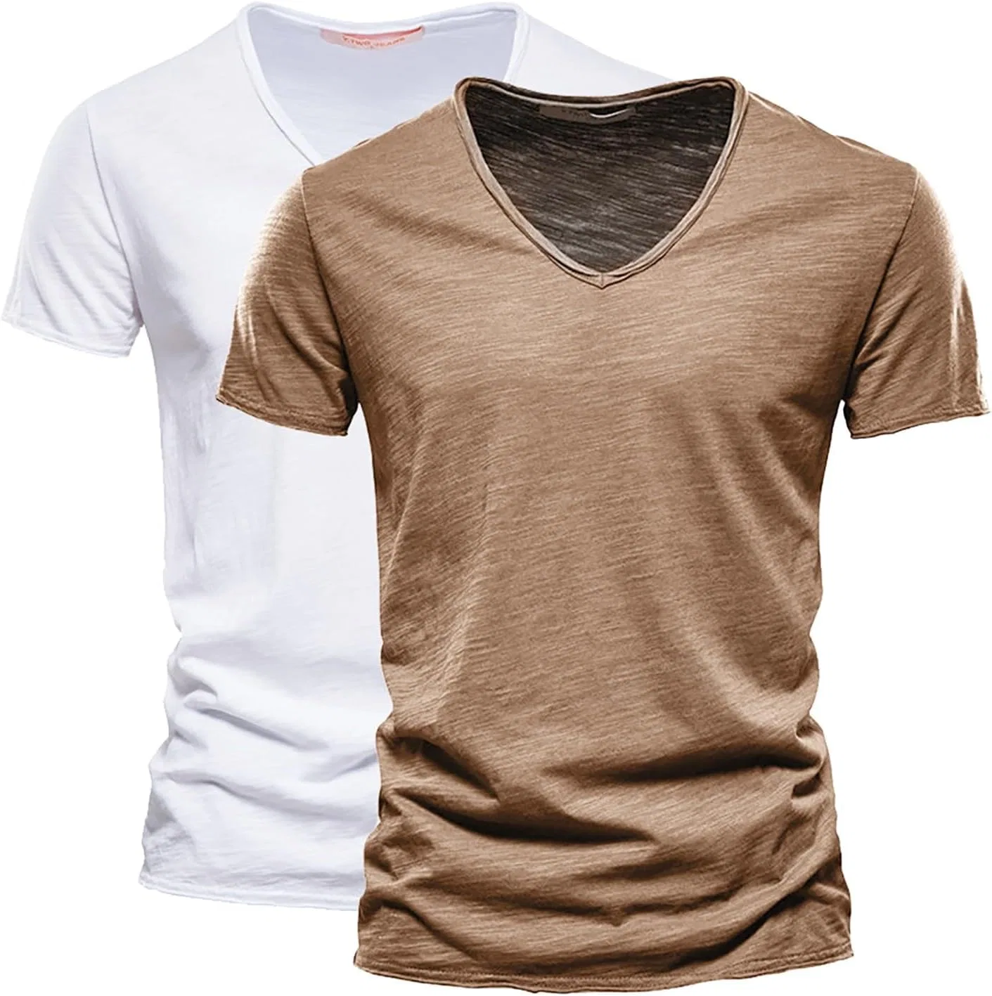 Мужская футболка с V-образным вырезом мультипак, White/Brown