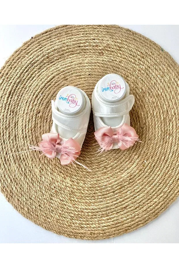 Детские пинетки с перьями и бантом Irembaby, Pink