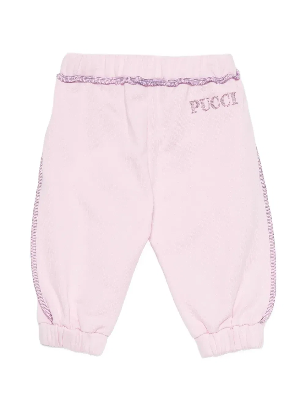 Спортивные штаны из хлопка с контрастной строчкой Pucci Junior, розовый — фото 2