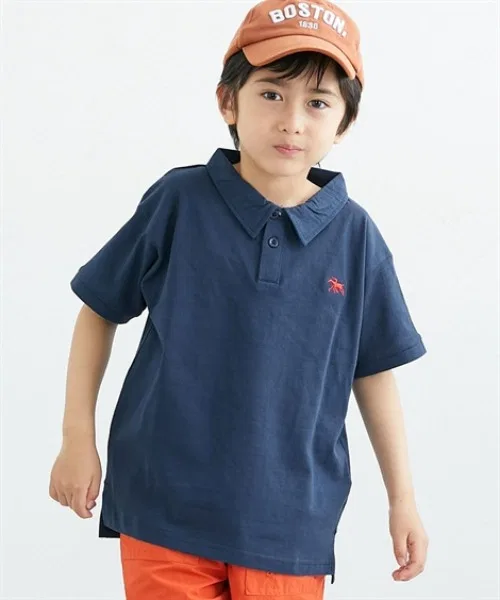 Детская полуприлегающая футболка-поло с коротким рукавом POLOCHAMPS QUNTSTYLE, Navy