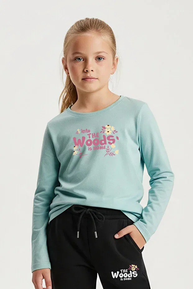 Детский спортивный костюм для девочек с принтом Woods Panios Kids, Mint — фото 2