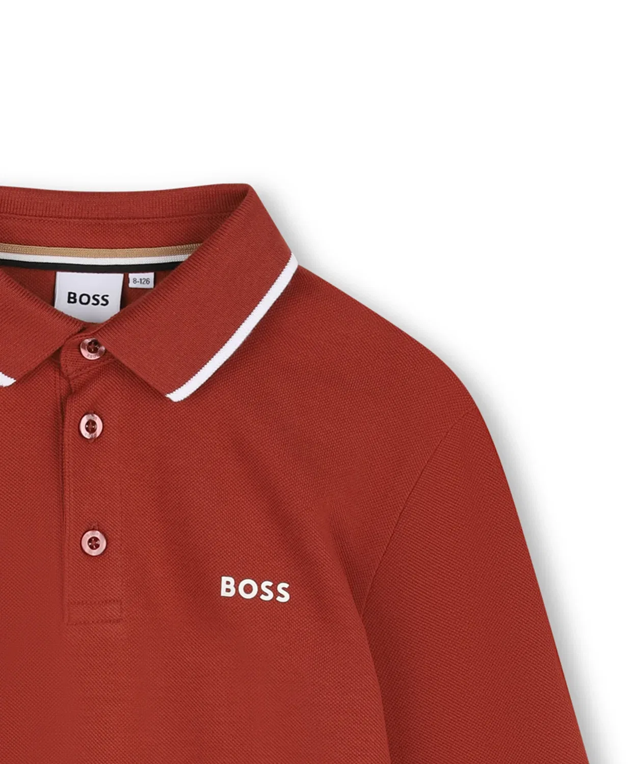 Polo manches longues - рубашка поло Boss Kidswear, Rouge — фото 3