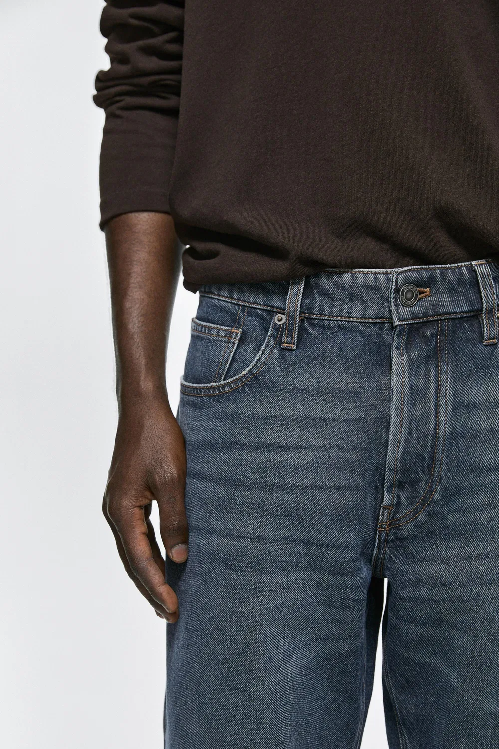 Джинсы Massimo Dutti, укороченные, узкие, синий — фото 4
