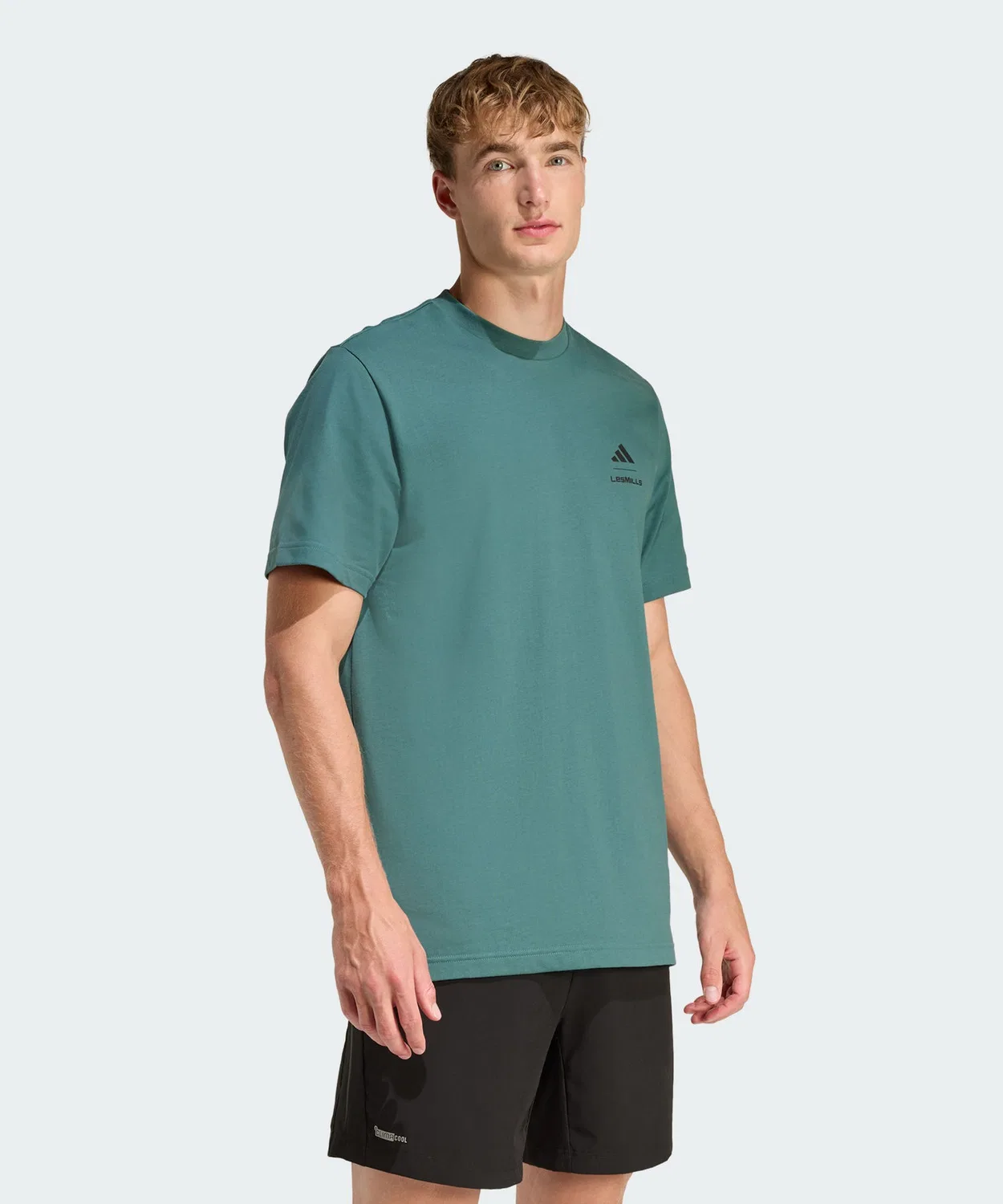 Мужская футболка свободного кроя с графическим принтом LESMILLS Glove Graphic Adidas, Green — фото 2