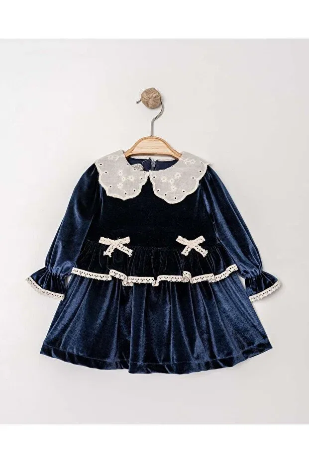 Детское платье для девочек из вельвета Eray Kids, Navy Blue — фото 2