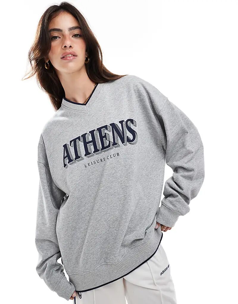 

Классический свитшот Cotton On серого цвета с рисунком «Афины» Cotton:On