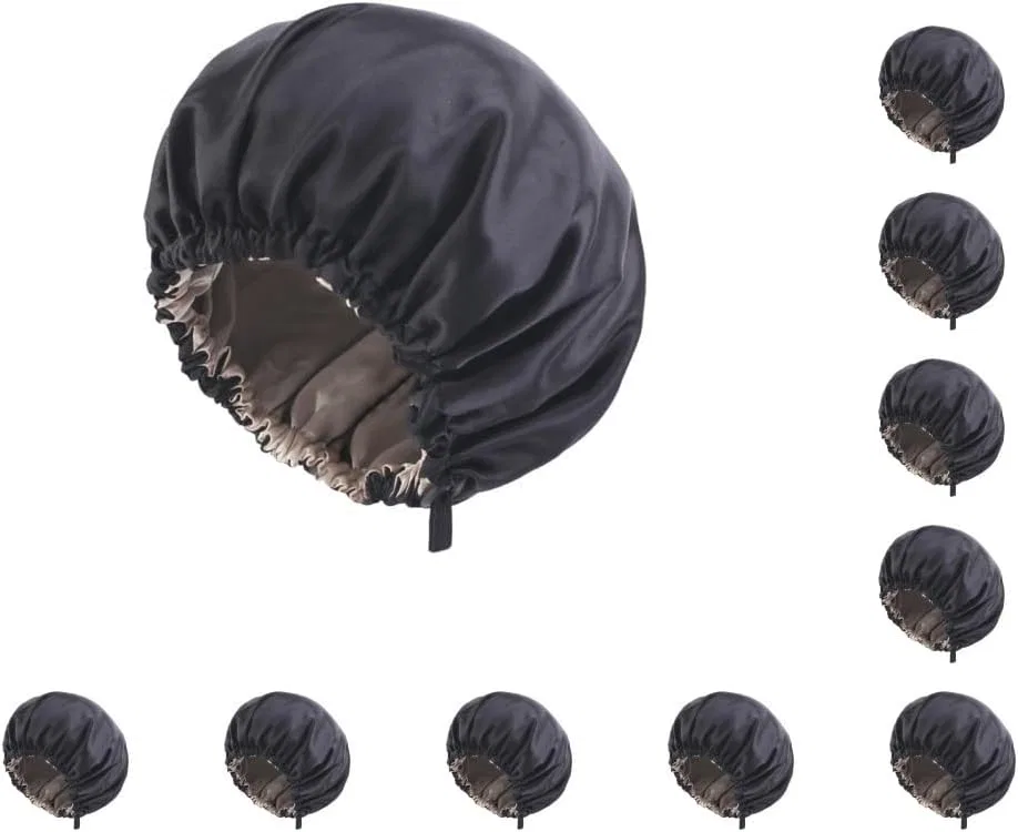 Шапочка для душа Paowsietiviity, Satin, 65 см, 10 Set (Black, Style B)