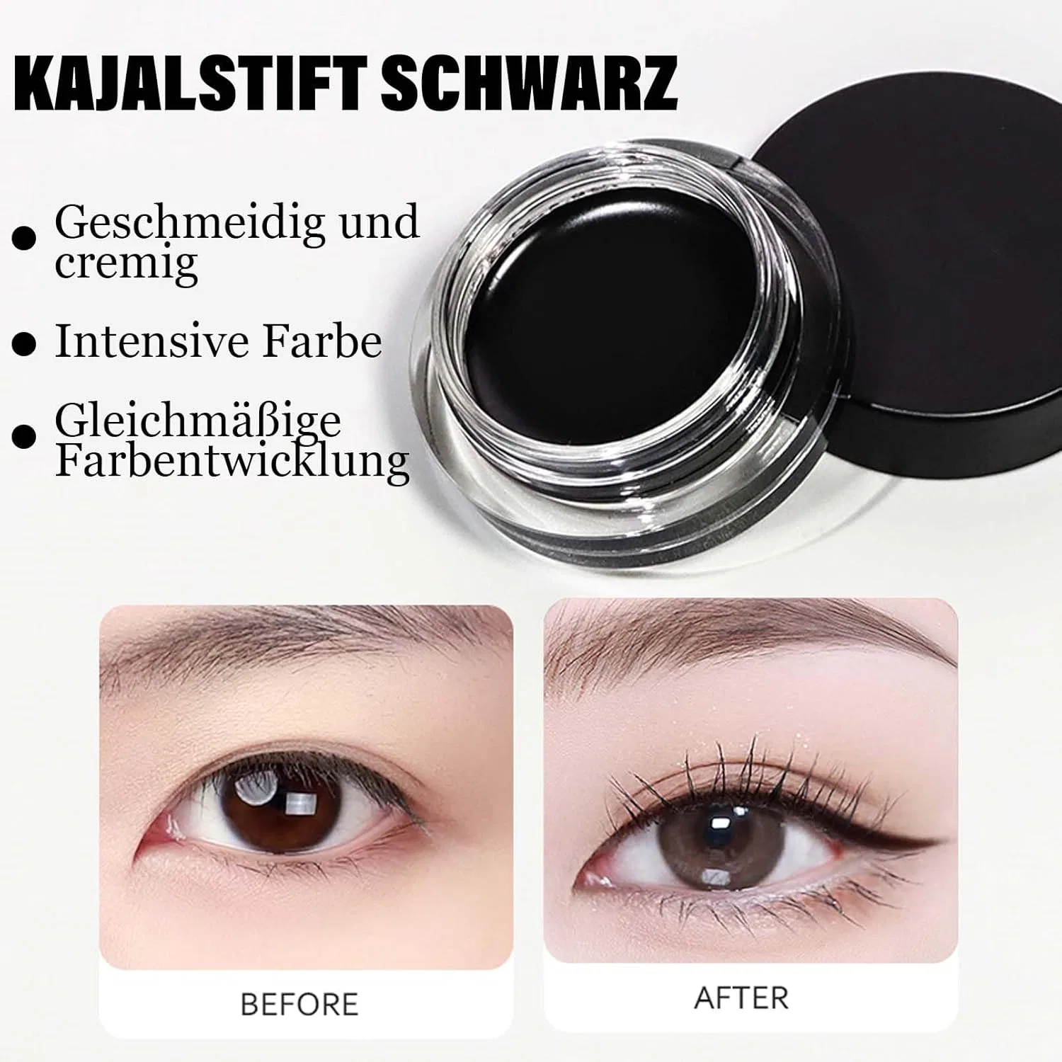 Гелевая подводка для глаз EONFAVE, черная, с кистью, 20 г, Black — фото 3