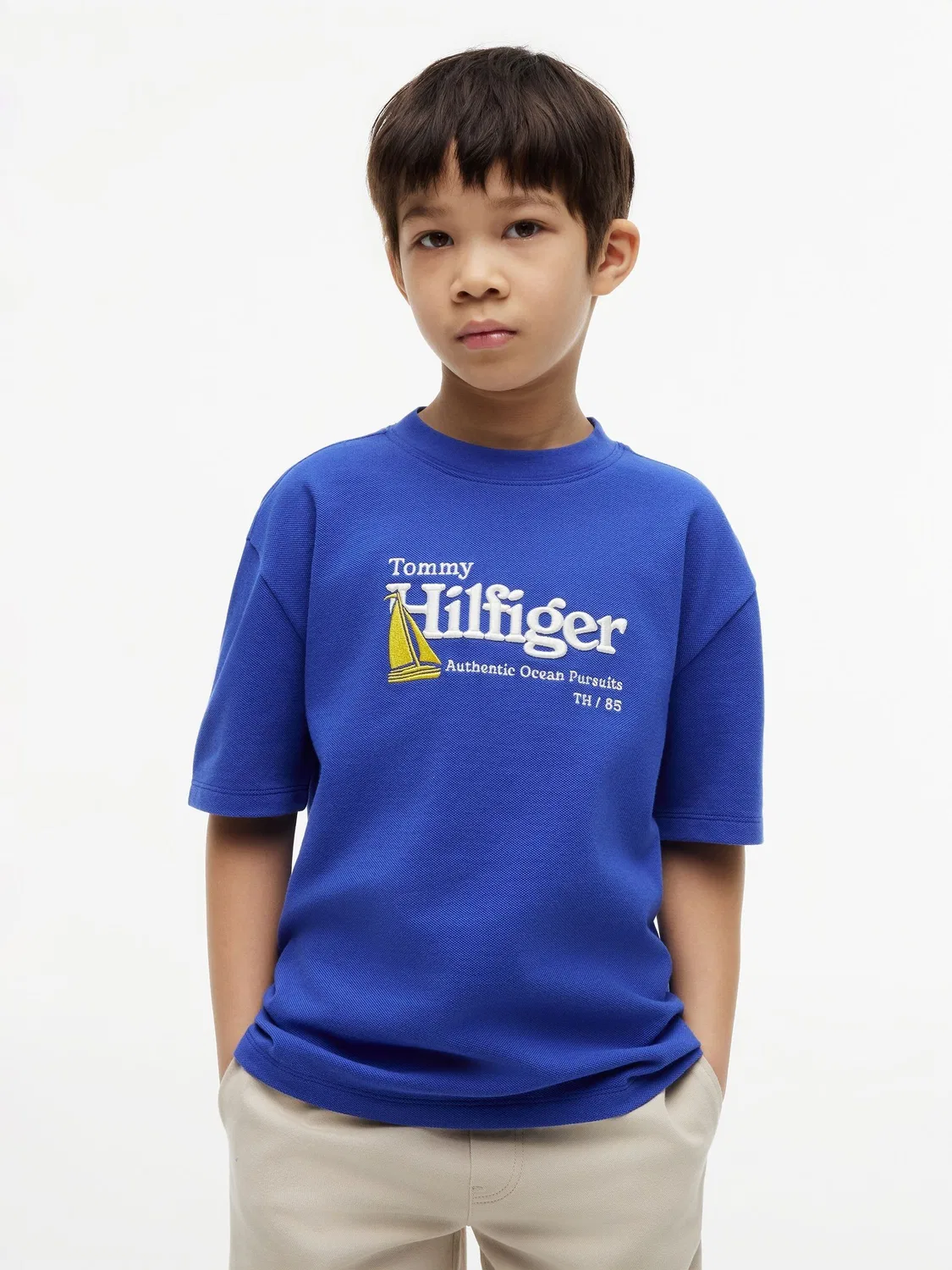 Футболка из пике с вышивкой логотипа Tommy Hilfiger, синяя
