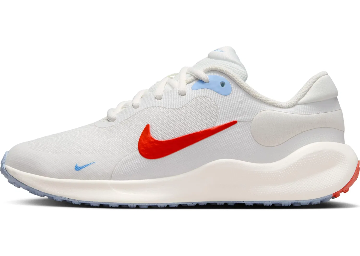 Детские кроссовки для девочек с шнуровкой NIKE Revolution 7, Summit White Picante Red Sail