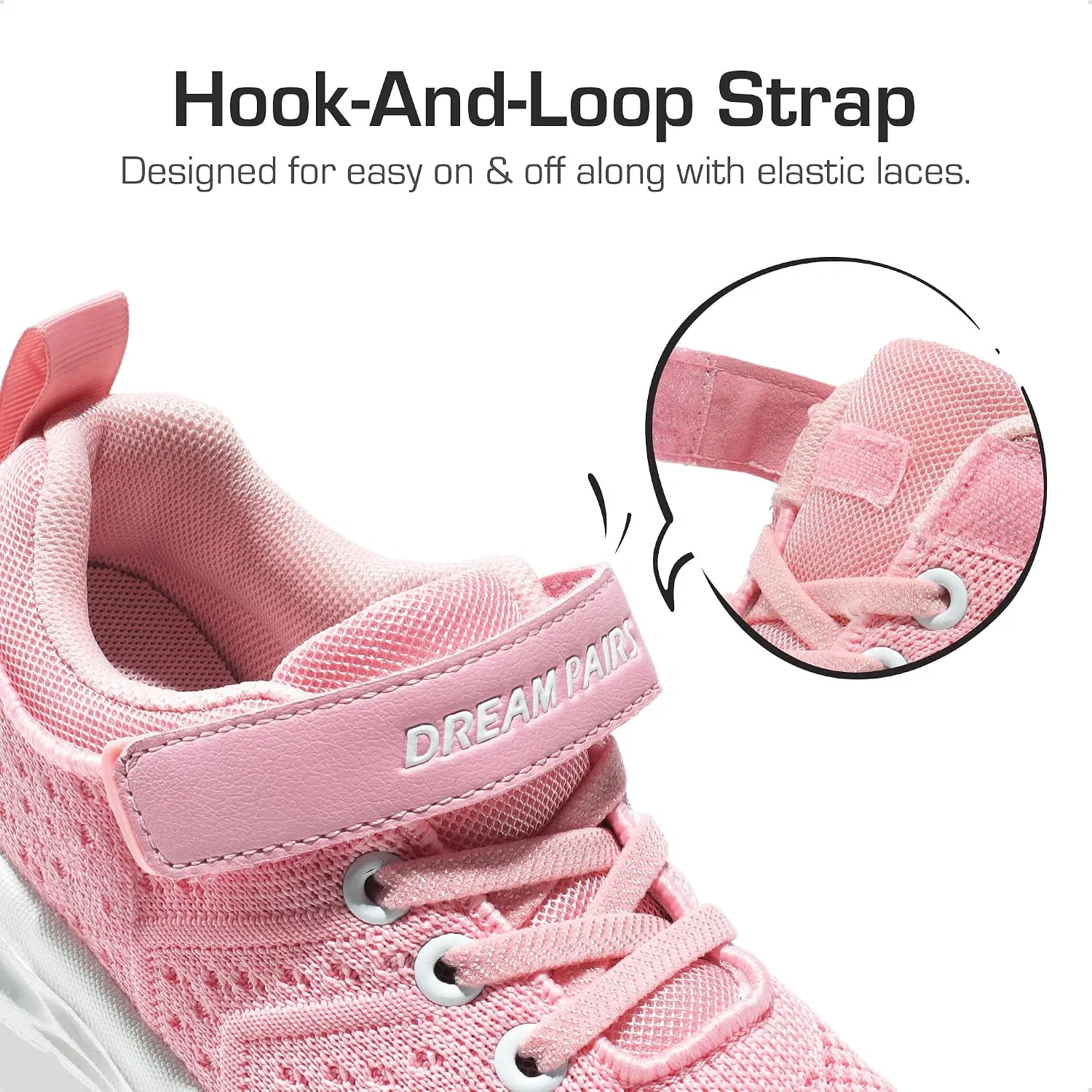 Детские кроссовки для девочек легкие DREAM PAIRS, Pink — фото 4