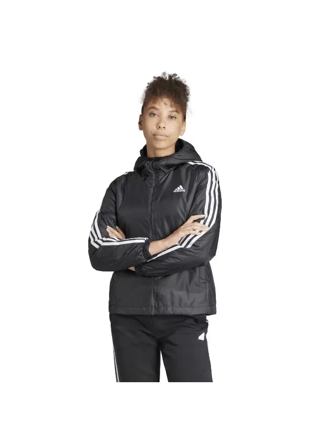 Куртка утепленная с капюшоном Essentials 3-stripes Adidas, черный — фото 3