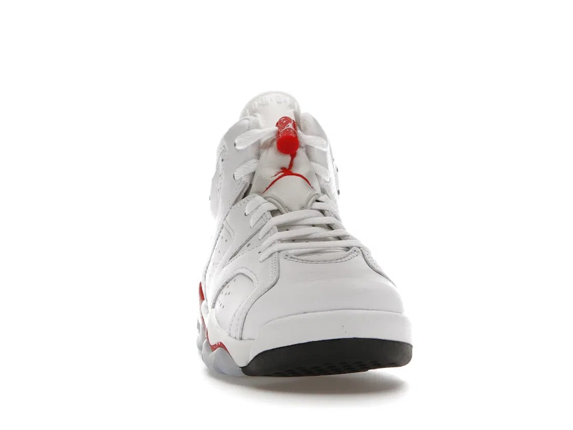 Детские кроссовки для мальчиков высокие с принтом Oreo Jordan 6 Retro Jordan, White University Red-Black — фото 2