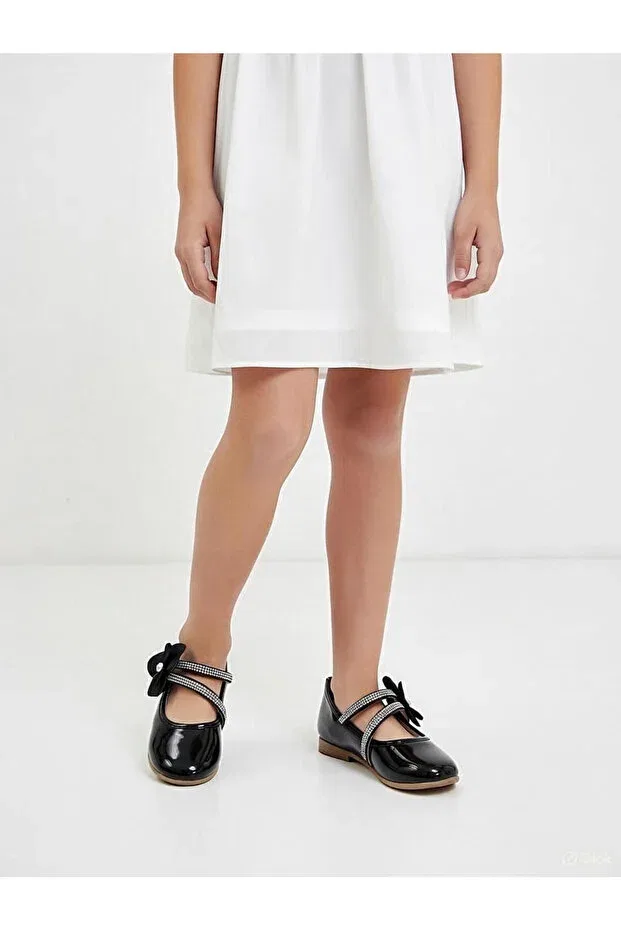 Детские балетки для девочек с принтом Double Strap Stone Patent Leather Lideral, Black — фото 4