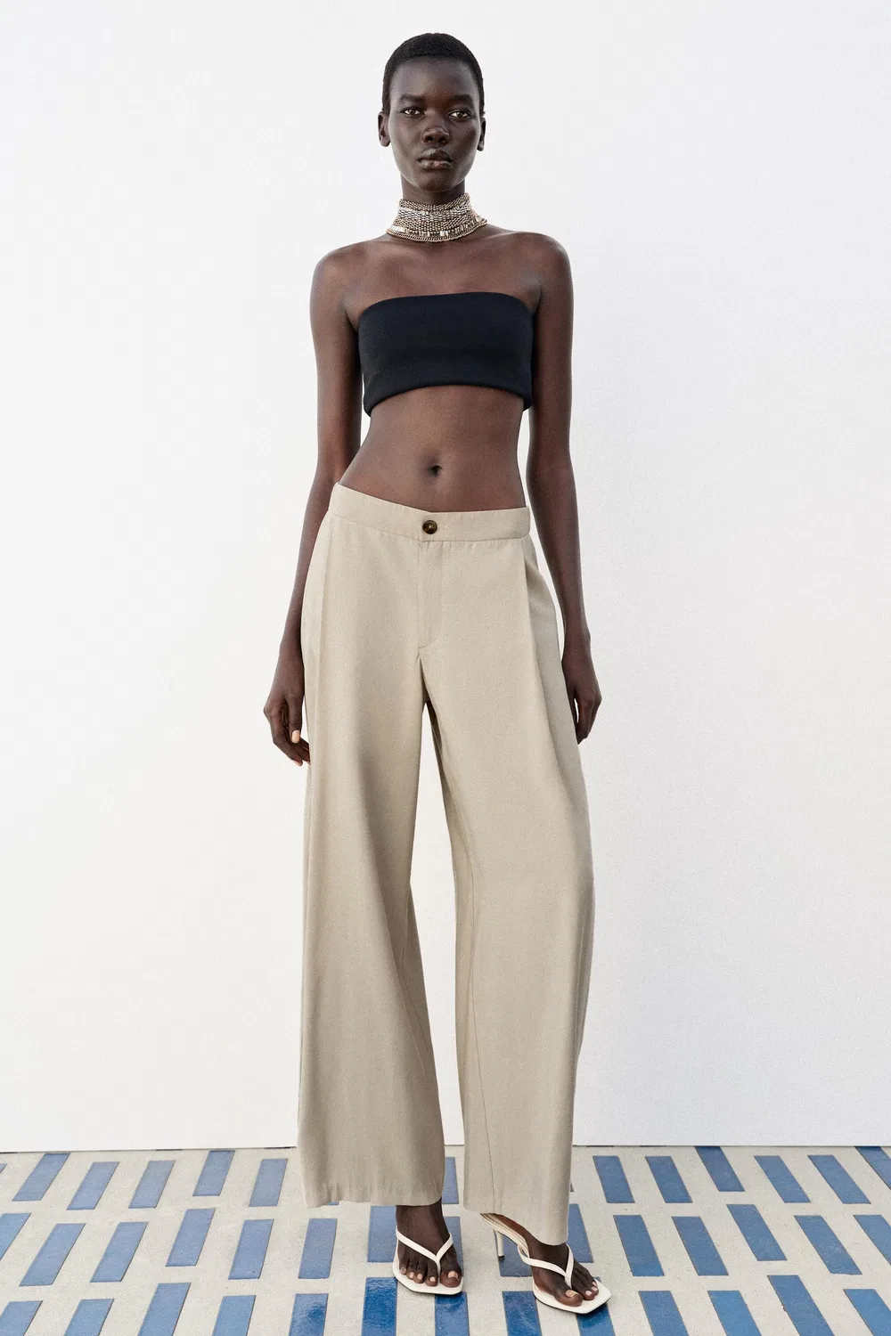 Свободные брюки-бочонки ZARA, Stone
