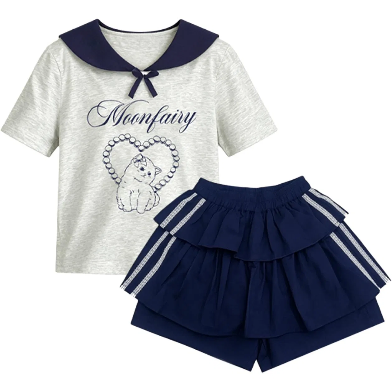 Детский комплект для девочек с принтом Preppy Style Skirt Set YALU