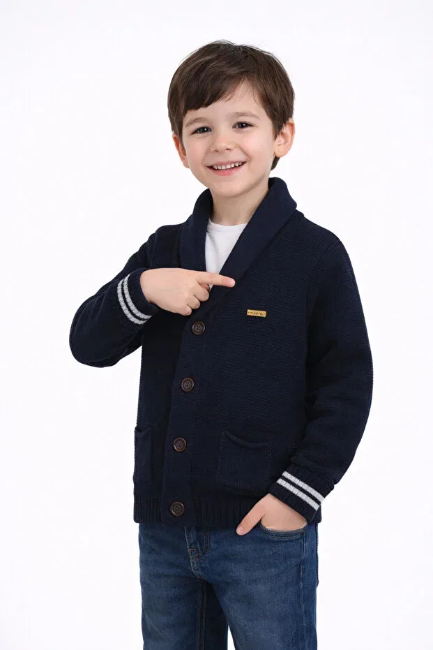 Детский кардиган с v-образным вырезом Minora, Navy Blue — фото 2