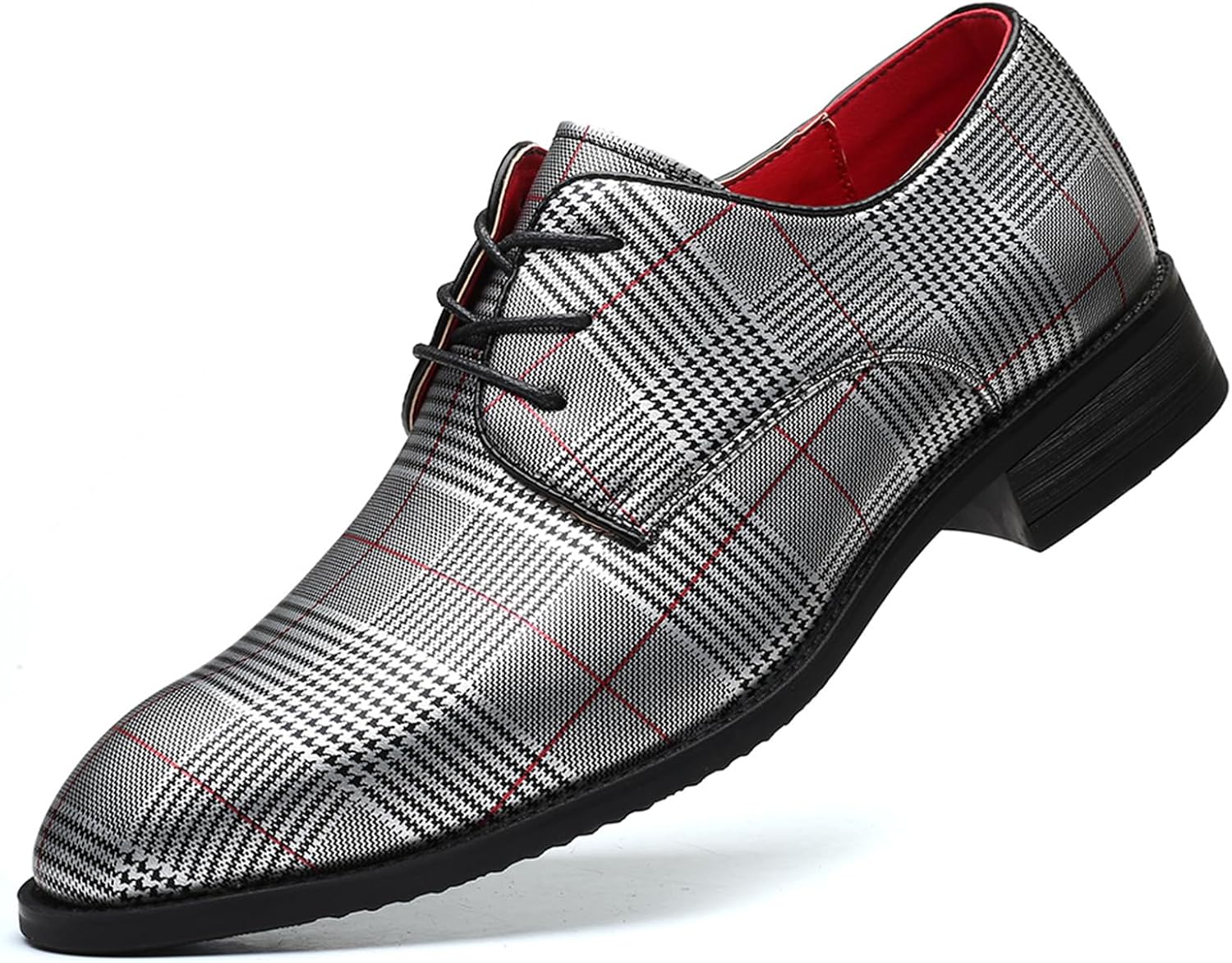 

Мужские оксфорды с узором, кожаные, на шнуровке, с низким массивным каблуком, с нескользящей подошвой и заостренным носком, дерби для официальных деловых встреч, свадеб, выпускных и вечеринок Tixewsjh, черный