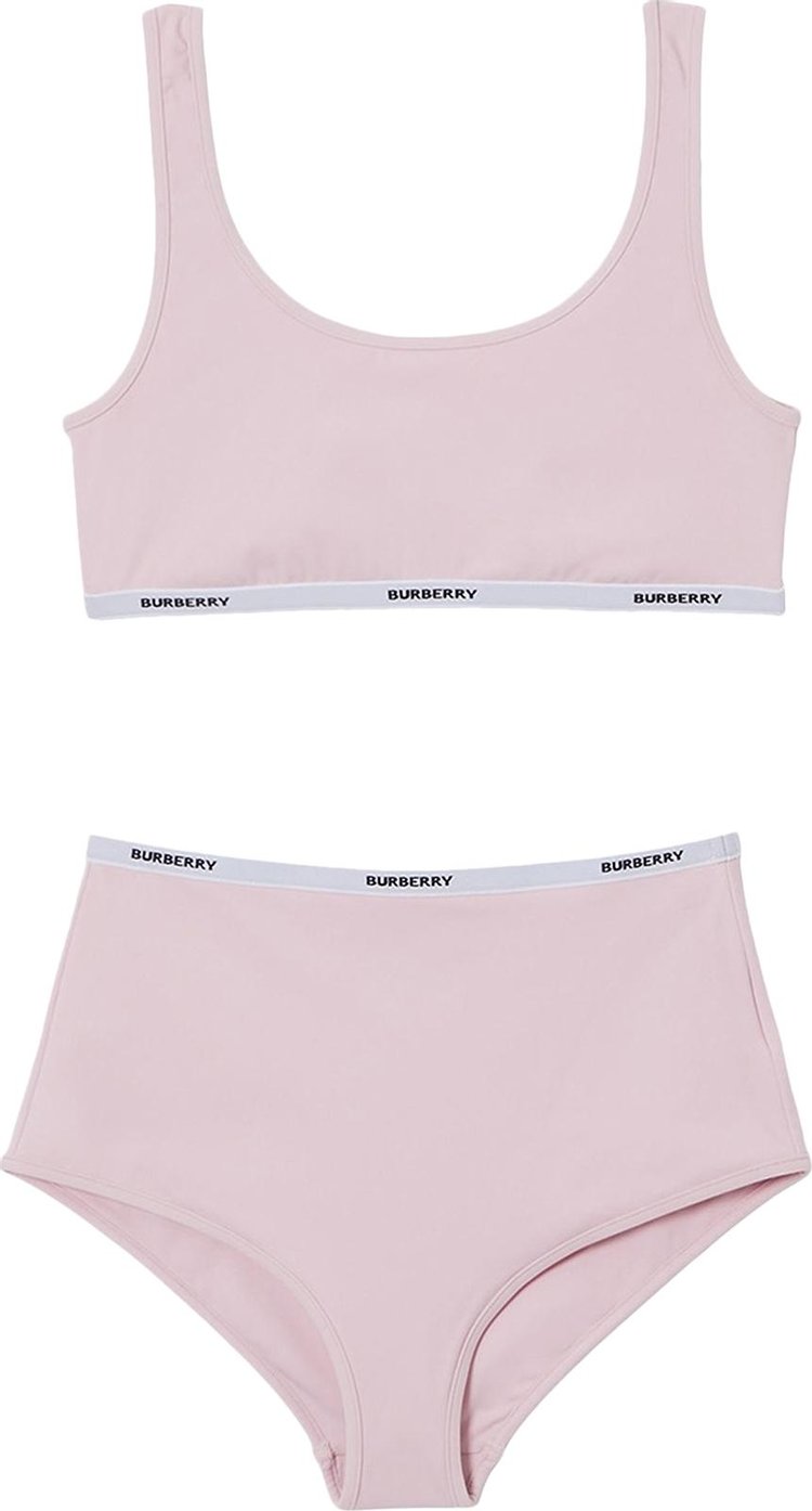 Купальник Burberry Tarnie Logo Tape Two-Piece Swimsuit 'Orchid Pink', розовый - фото