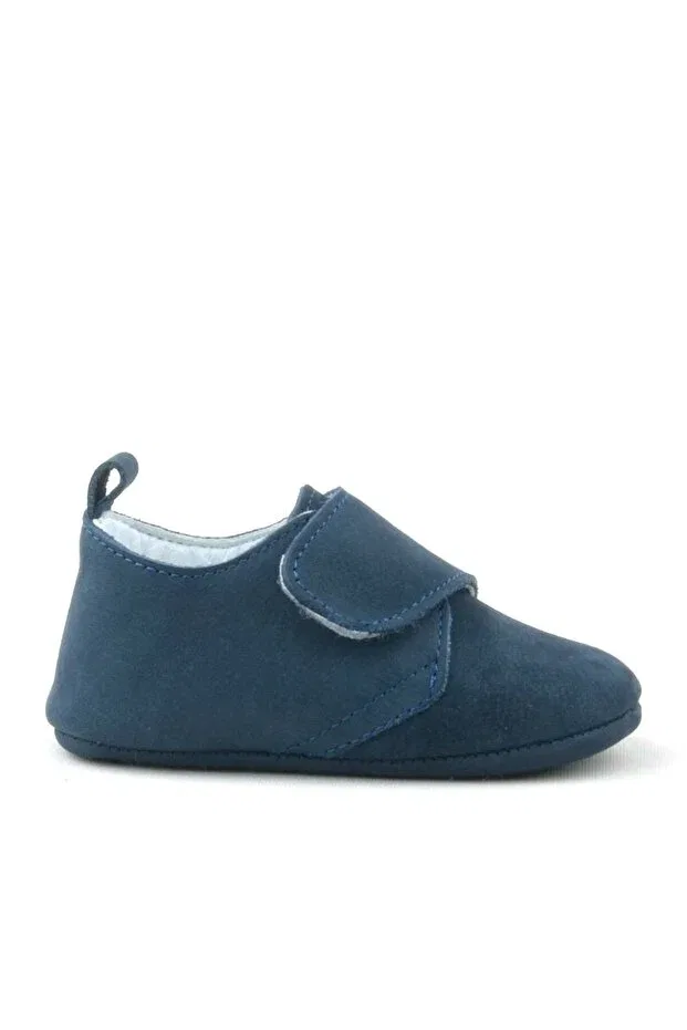 Детские пинетки из натуральной кожи с липучкой Booba Hapshoe, Navy Blue — фото 3