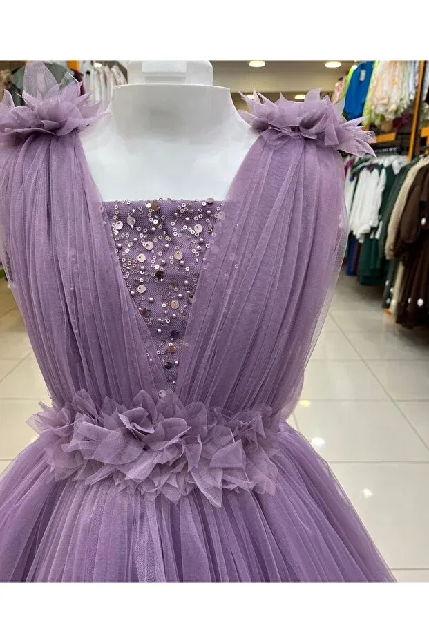 Детское платье для девочек без рукавов Yonca Çocuk, Lilac — фото 3