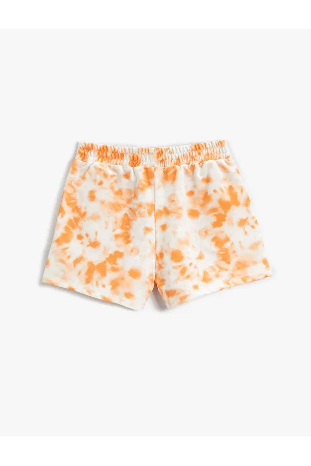 Детские шорты для девочек с принтом Batik Patterned Shorts Above Knee With Pockets Koton, Orange Patterned — фото 2