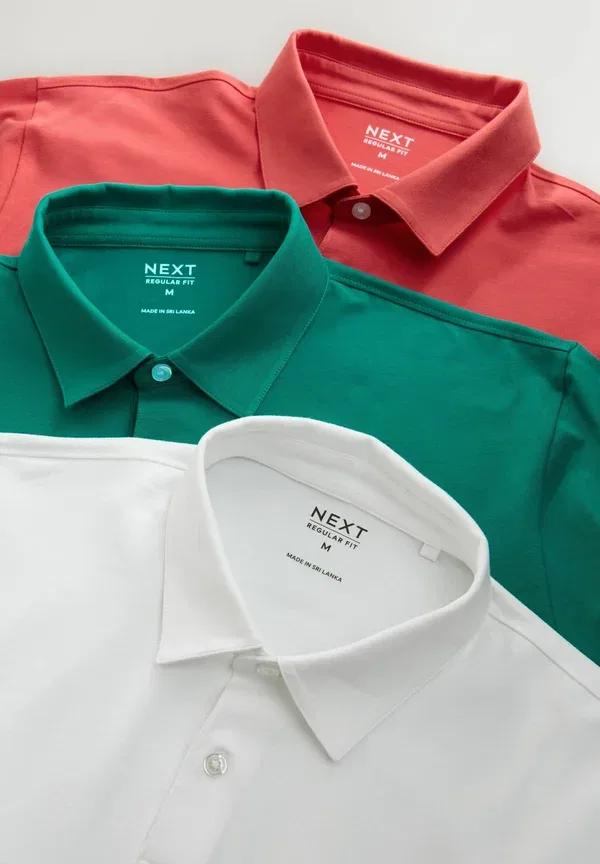 Комплект из 3 поло, хлопок, Polos three pack, Next, Red/Teal/White, белый/красный/бирюзовый — фото 2
