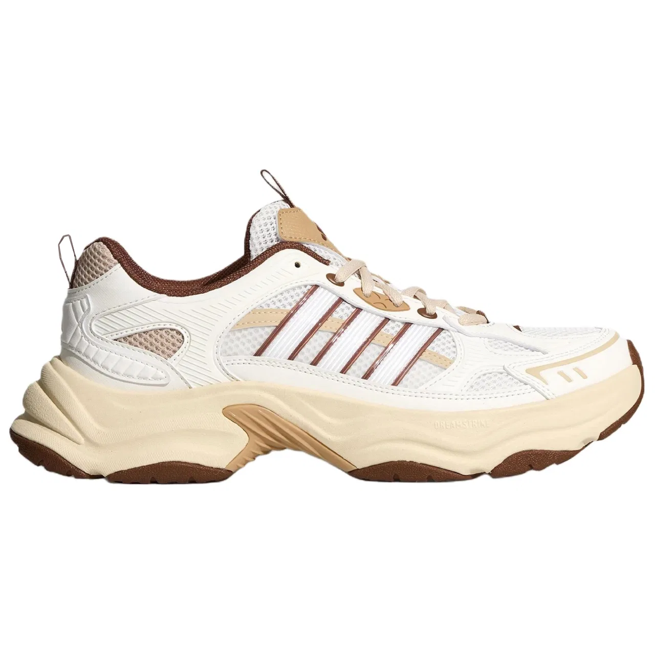 Детские кроссовки на толстой подошве Adidas, Bright White Linen Crystal Brown Soft Brown — фото 3