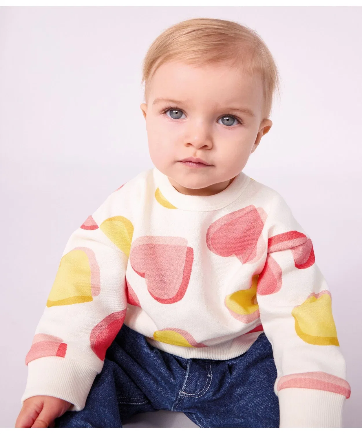 Детский свитшот с длинным рукавомс принтом PETIT BATEAU, White — фото 2