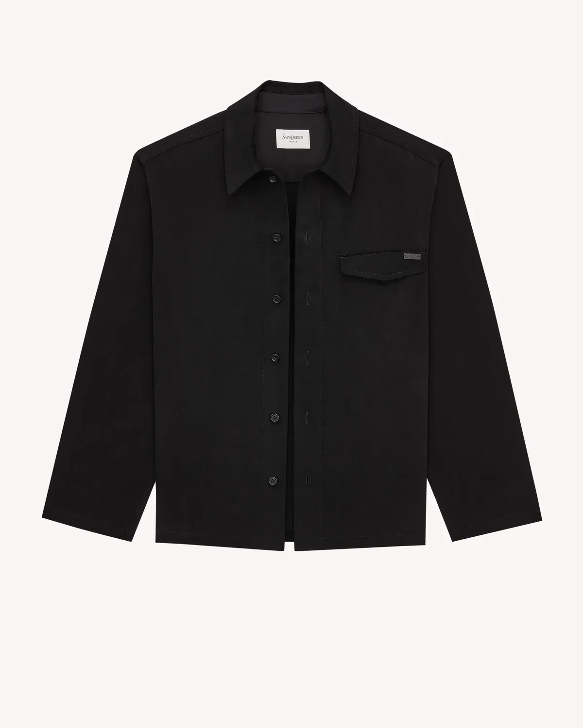 Рубашка-накидка из хлопка SAINT LAURENT, черный